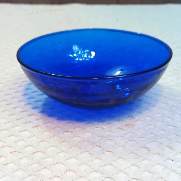Vintage French Glass Cobalt Blue Dessert /Salad Bowl Set 7 5,5 X 3 - Picture 3 of 9